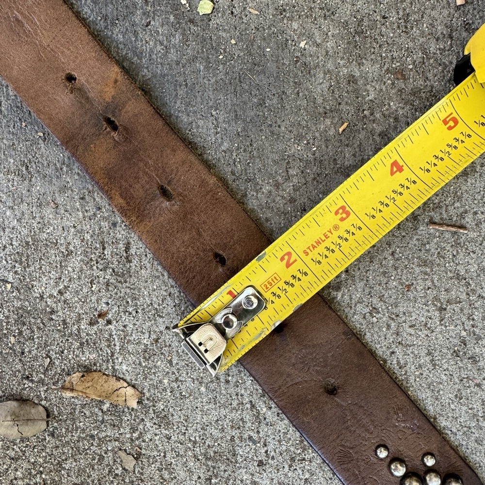 Brown Old Stud Handmade ASPEN Studded Belt Vintage Style Studded Rockabilly - Picture 7 of 7